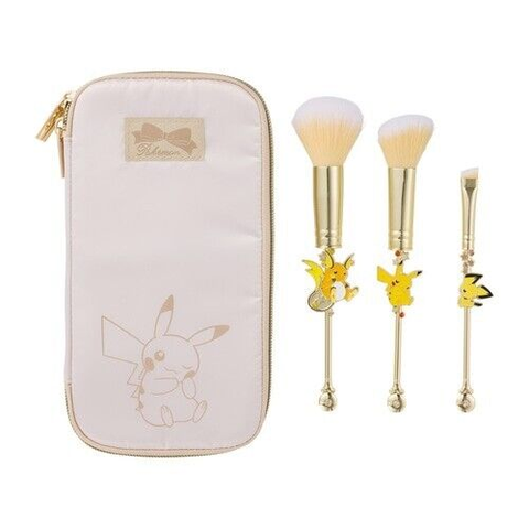 Pokémon Makeup Brush Set With Pouch Pikachu Raichu Pichu